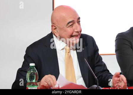 Monza, Italia. 8 novembre 2024. Adriano Galliani, CEO di AC Monza, durante la conferenza stampa con AC Monza, Motorola e telefono Rosa, allo stadio U-Power di Monza, Italia - venerdì 8 novembre 2024. Sport - calcio (foto AC Monza/LaPresse di Studio Buzzi) credito: LaPresse/Alamy Live News Foto Stock