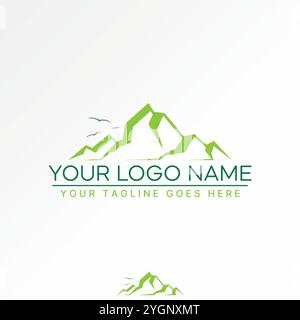 Design del logo concept grafico grafica grafica grafica vettoriale premium grafica semplice uccelli volanti unici nel parco di montagna del mont. Avventura nella foresta verde Illustrazione Vettoriale