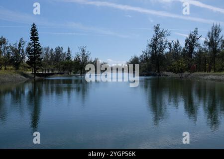 Lago Pipa nel Parco forestale di Taitung a novembre giorno di sole dopo il tifone Foto Stock