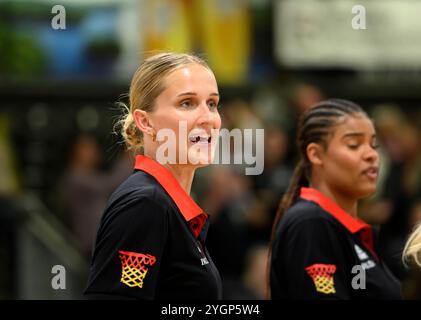 Hagen, Germania. 8 novembre 2024. Leonie FIEBICH (GER) qualificazione al campionato europeo di pallacanestro femminile, Germania (GER) - Grecia (GRE) 79:76, il 7 novembre 2024 a Hagen/Germania credito: dpa/Alamy Live News Foto Stock