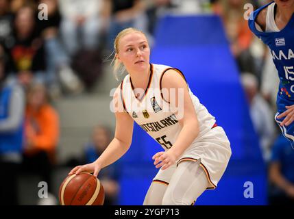 Hagen, Germania. 8 novembre 2024. Jessika SCHIFFER (GER) Action, Women's Basketball European Championship Qualification, Germania (GER) - Grecia (GRE) 79:76, on 07.11.2024 a Hagen/Germania Credit: dpa/Alamy Live News Foto Stock