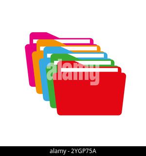 Colorful folders. Document organizer. File storage. Vector illustration. Illustrazione Vettoriale