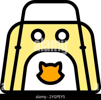 Simbolo del trasportatore per animali domestici. Comodo viaggio con gli animali. Icona vettoriale colore del supporto Cat. Gatto della gabbia. Cassa portante. Animali. Illustrazione vettoriale isolata. Illustrazione Vettoriale