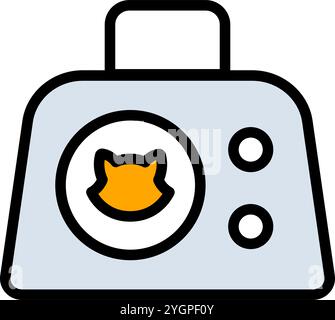 Simbolo del trasportatore per animali domestici. Comodo viaggio con gli animali. Icona vettoriale colore del supporto Cat. Gatto della gabbia. Cassa portante. Animali. Illustrazione vettoriale isolata. Illustrazione Vettoriale