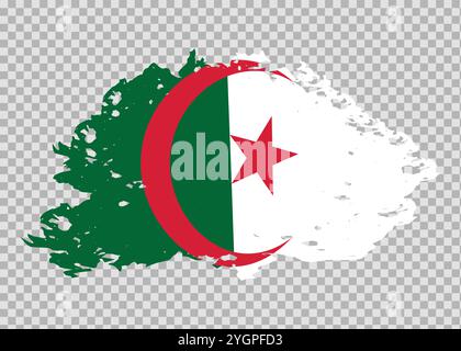 Pennello per corsa bandiera algerina testurizzata su sfondo isolato Illustrazione Vettoriale