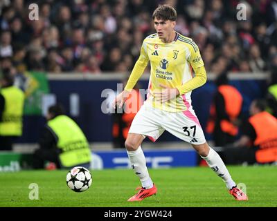 LILLE - Nicolo Savona della Juventus FC durante la partita di UEFA Champions League tra Lille OSC e Juventus FC allo stadio Pierre-Mauroy il 5 novembre 2024 a Lille, Francia. ANP | Hollandse Hoogte | Gerrit van Keulen Foto Stock