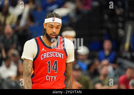 Orlando, Florida, Stati Uniti, 8 novembre 2024, l'attaccante dei New Orleans Pelicans Brandon Ingram #14 al Kia Center. (Foto: Marty Jean-Louis/Alamy Live News Foto Stock