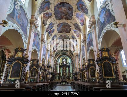 L'inteteriore della Basilica dell'assunzione di nostra Signora nel monastero di Strahov, Praga Foto Stock