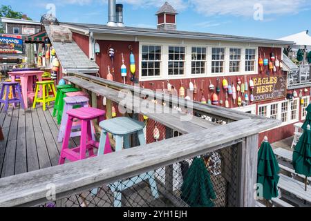 Bar Harcour, Stati Uniti d'America - 15 agosto 2019: Passeggiate per le strade di Bar Harbour nel Maine in una giornata di sole Foto Stock