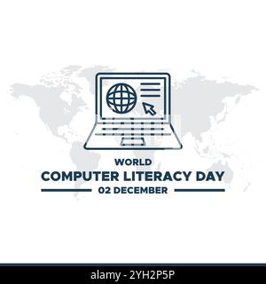 Illustrazione della giornata mondiale dell'alfabetizzazione informatica, giornata mondiale dell'alfabetizzazione informatica. 2 dicembre, modello per sfondo, banner, scheda, poster Illustrazione Vettoriale
