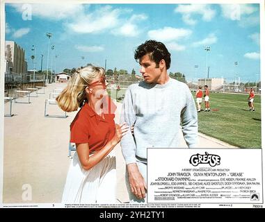 OLIVIA NEWTON-JOHN e JOHN TRAVOLTA in GREASE 1978 regista RANDAL KLEISER basato sul musical originale di Jim Jacobs e Warren Casey sceneggiatura Bronte Woodard adattamento Allan Carr costume design Albert Wolsky Robert Stigwood Organization (RSO) / Allan Carr Production / Paramount Pictures Foto Stock