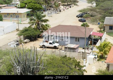 Casa di famiglia nelle formazioni rocciose di Ayo e Casibari ad Aruba, vicino a Oranjestad. Foto Stock