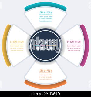 Infografica aziendale 4 modelli di progettazione di infografica per fasi, oggetti, elementi o opzioni per informazioni aziendali Illustrazione Vettoriale