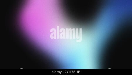 Sfumatura astratta blu rosa su sfondo nero, spazio copia, effetto texture granuloso rumore, grande dimensione banner Foto Stock