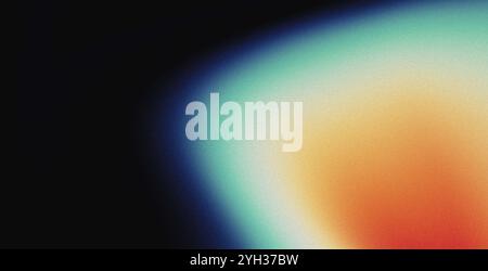 Vivace retro psichedelico sfondo griny texture gradiente arancione blu bianco astratto musica copertina banner design Foto Stock