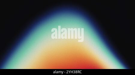 Colori vibranti flusso granuloso gradiente sfondo arancione blu bianco astratto onda musica copertina banner design Foto Stock