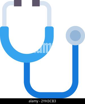 Lo stetoscopio blu, uno strumento vitale per i professionisti medici, è raffigurato, che rappresenta la sanità, la diagnostica e la pratica dell'auscultazione Illustrazione Vettoriale