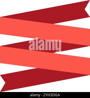 I nastri rossi e corallini creano un motivo a zigzag su sfondo bianco, formando un design dinamico e accattivante adatto a vari decorativi Illustrazione Vettoriale