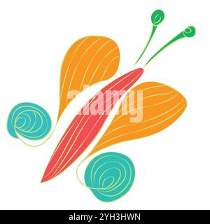 Logo a strisce astratte colorate con farfalla Illustrazione Vettoriale