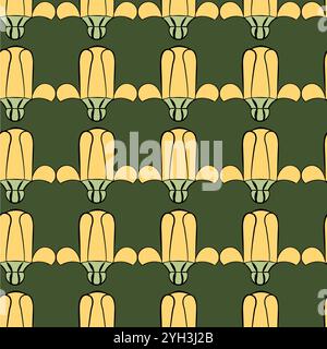 Motivo senza cuciture con ornamenti floreali ripetitivi Illustrazione Vettoriale