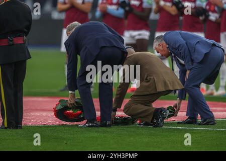Giornata della memoria allo stadio di Londra durante la partita di Premier League West Ham United vs Everton al London Stadium, Londra, Regno Unito, 9 novembre 2024 (foto di Alfie Cosgrove/News Images) Foto Stock