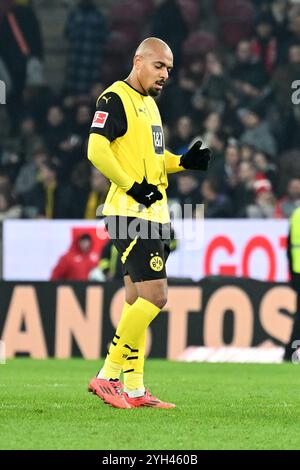 Mainz, Germania. 9 novembre 2024. Fussball 1. Bundesliga 10. Spieltag 1. FSV Mainz 05 - Borussia Dortmund AM 09.11.2024 nella der Mewa Arena di Magonza Donyell Malen ( Dortmund ) le normative DFL vietano qualsiasi uso di fotografie come sequenze di immagini e/o quasi-video. Foto: Revierfoto credito: ddp media GmbH/Alamy Live News Foto Stock