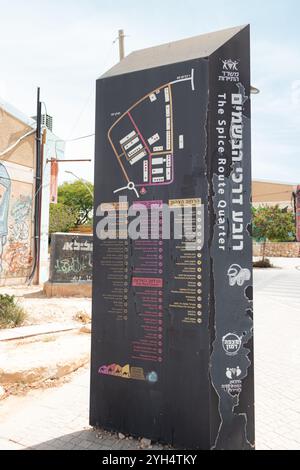 Mitzpe Ramon, Israele - 10 maggio 2024: Mappa informativa sul quartiere delle spezie Foto Stock
