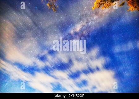 Cielo infinito con ricche costellazioni della via Lattea dalla regione del Lago Macquarie dell'Australia. Foto Stock