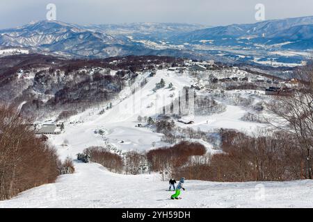 Sci alpino nella località sciistica giapponese di Madarao nella prefettura di Nagano Foto Stock