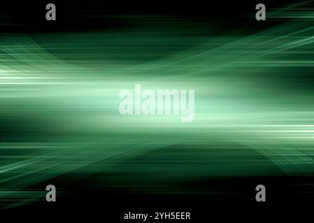 sfondo laser con effetto di movimento astratto verde, la luce di movimento verde scorre su sfondo nero. Effetto velocità astratta. I raggi di luce si muovono velocemente Foto Stock