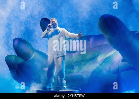 Colonia, Germania. 9 novembre 2024. Christian Jährig è sul palco della finale del casting RTL 'Deutschland sucht den Superstar' al Coloneum. Crediti: Rolf Vennenbernd/dpa/Alamy Live News Foto Stock