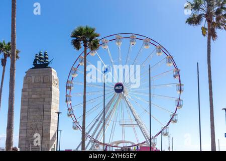 Glenelg Pioneer Memorial e Giant Wheel da Moseley Square, Glenelg, Adelaide, Australia meridionale, Australia Foto Stock