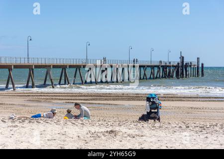 Glenelg Beach and Jetty, Glenelg, Adelaide, Australia meridionale, Australia Foto Stock