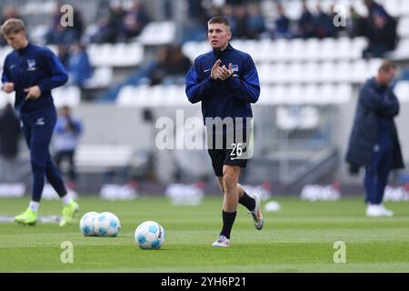 Darmstadt, Germania. 9 novembre 2024. 09.11.2024, xdcx, Fussball 2. Bundesliga, SV Darmstadt 98 - Hertha BSC Berlin, emonline, emspor, despor, v.l., GUSTAV CHRISTENSEN (HERTHA BSC BERLIN) LE NORMATIVE DFL/DFB VIETANO QUALSIASI USO DI FOTOGRAFIE COME SEQUENZE DI IMMAGINI E/O QUASI-VIDEO. Credito: dpa/Alamy Live News Foto Stock