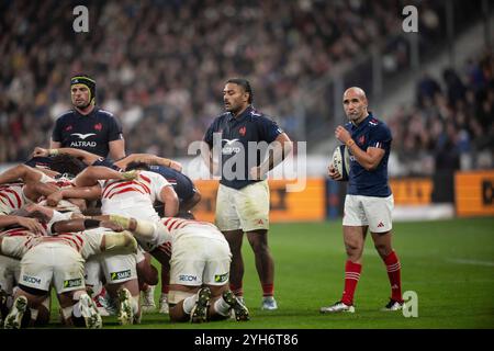 Saint Denis, Francia. 10 novembre 2024. Maxime Lucu durante l'Autumn Nations Series match di rugby tra Francia e Giappone, a Saint Denis, in Francia, il 9 novembre 2024. Foto di Eliot Blondet/ABACAPRESS. COM credito: Abaca Press/Alamy Live News Foto Stock