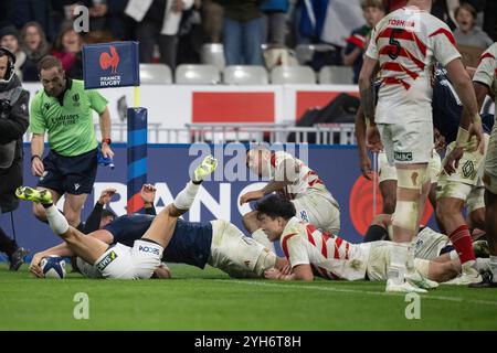 Saint Denis, Francia. 10 novembre 2024. BOUDEHENT Paolo di Francia in azione durante la partita di rugby delle Autumn Nations Series tra Francia e Giappone, Francia, a Saint Denis, 9 novembre 2024. Foto di Eliot Blondet/ABACAPRESS. COM credito: Abaca Press/Alamy Live News Foto Stock