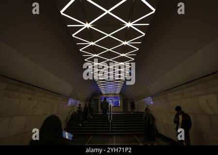 Baku, Azerbaigian, Azerbaigian. 10 novembre 2024. Annunci di COP29 nella metropolitana di Baku Azerbaijan. (Credit Image: © Bianca Otero/ZUMA Press Wire) SOLO PER USO EDITORIALE! Non per USO commerciale! Foto Stock