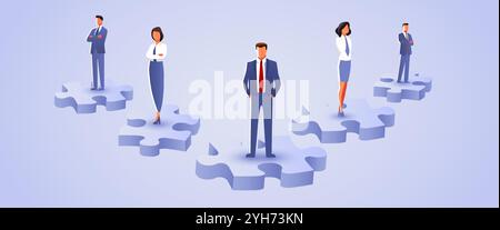 Uomini d'affari che si uniscono in un puzzle come squadra. Illustrazione vettoriale Illustrazione Vettoriale