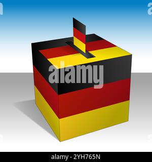 Elezioni in Germania, urne con colori della bandiera tedesca, illustrazione vettoriale Illustrazione Vettoriale