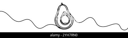 Una linea continua raffigurante un avocado. Line art di un avocado. Illustrazione Vettoriale