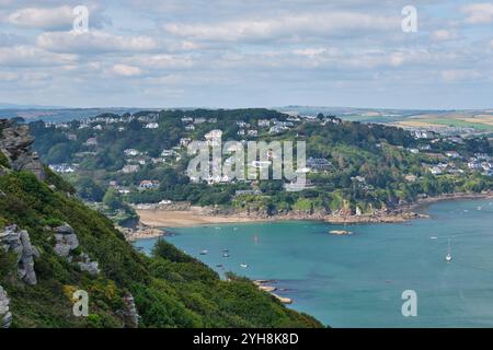 North Sands, vicino a Salcombe, vista dal South West Coast Path, Devon, Regno Unito Foto Stock