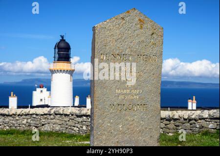 Dunnet Head a Caithness, in Scozia, il punto più settentrionale della Gran Bretagna continentale. Foto Stock