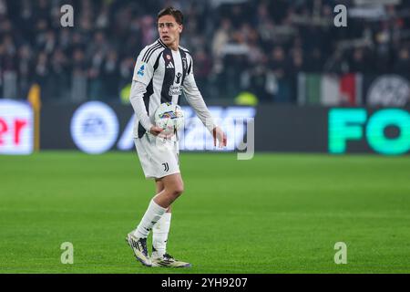 Torino, Italia. 9 novembre 2024. Kenan Yildiz della Juventus FC reagisce durante la partita di calcio di serie A 2024/25 tra Juventus FC e Torino FC all'Allianz Stadium. FINAL SCOREJuventus 2 | 0 Torino crediti: SOPA Images Limited/Alamy Live News Foto Stock