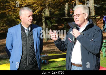 Martial Saddier, Président du Conseil Départemental de la Haute-Savoie et Jean-Marc Peillex, maire de Saint-Gervais-les-Bains. Inaugurazione : valorisa Foto Stock