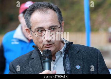 Rémy Darroux, Sous-Préfet de Bonneville. Inaugurazione: Valorizzazione del Parc Thermal et extension du Parc Aventure. Samedi 9 novembre 2024. Saint-Gerv Foto Stock