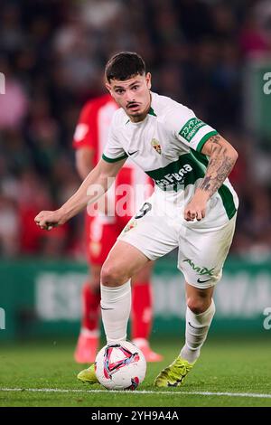 Elche, Spagna. 10 novembre 2024. ELCHE, SPAGNA - 08 NOVEMBRE: Agustin Alvarez attaccante dell'Elche CF corre con il pallone durante il LaLiga Hypermotion match tra Elche CF e UD Almeria all'Estadio Manuel Martinez Valero l'8 novembre 2024 a Elche, Spagna. (Foto di Francisco Macia/Photo Players Images/Magara Press) crediti: Magara Press SL/Alamy Live News Foto Stock