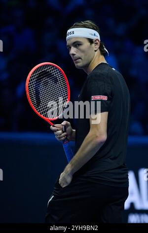 Inalpi Arena, Torino, Italia. 10 novembre 2024. Nitto ATP Finals 2024 giorno 1; Taylor Fritz degli Stati Uniti contro Daniil Medvedev credito: Action Plus Sports/Alamy Live News Foto Stock