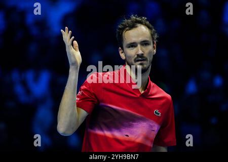 Inalpi Arena, Torino, Italia. 10 novembre 2024. Nitto ATP Finals 2024 giorno 1; Daniil Medvedev contro Taylor Fritz degli Stati Uniti Credit: Action Plus Sports/Alamy Live News Foto Stock