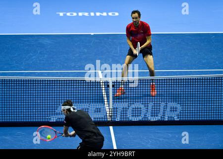 Inalpi Arena, Torino, Italia. 10 novembre 2024. Nitto ATP Finals 2024 giorno 1; Daniil Medvedev contro Taylor Fritz degli Stati Uniti Credit: Action Plus Sports/Alamy Live News Foto Stock