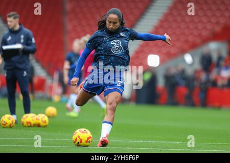 St Helens, Regno Unito. 10 novembre 2024. St Helens, Inghilterra, 20 ottobre 2024 Mayra Ramirez (7 Chelsea) spara verso il gol nel riscaldamento. Liverpool vs Chelsea, St Helens Stadium, WSL (Sean Walsh/SPP) credito: SPP Sport Press Photo. /Alamy Live News Foto Stock